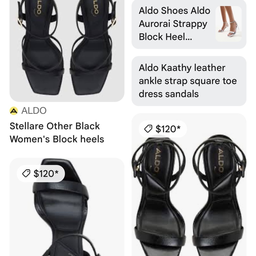 ALDO Black Strappy Square-Toe Ankle Strap Heels - Picture 6 of 7